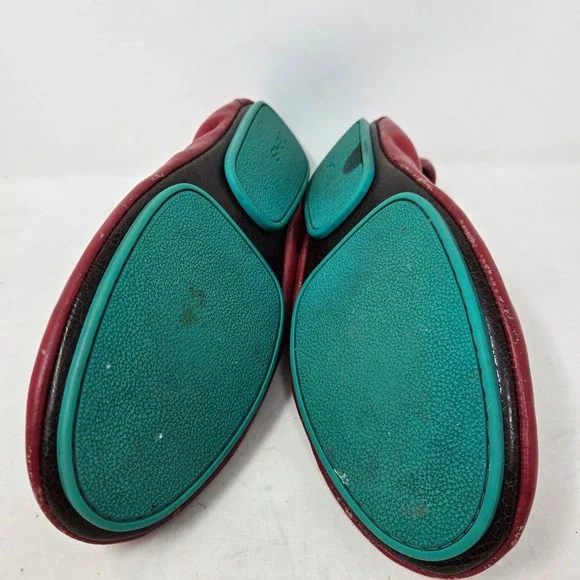 Tieks by Gavrieli Cardinal Red Leather Ballet Flats Size 9 Signature Teal Sole - Picture 11 of 16
